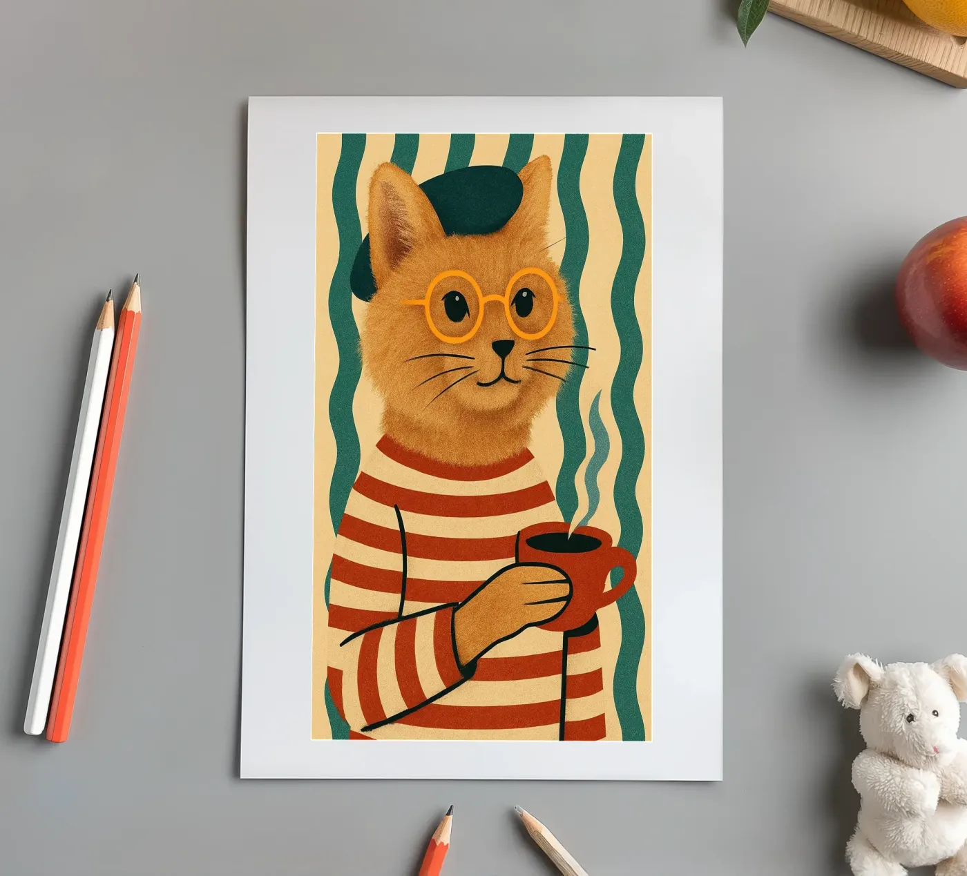French Cat sticker sheet by Arjun