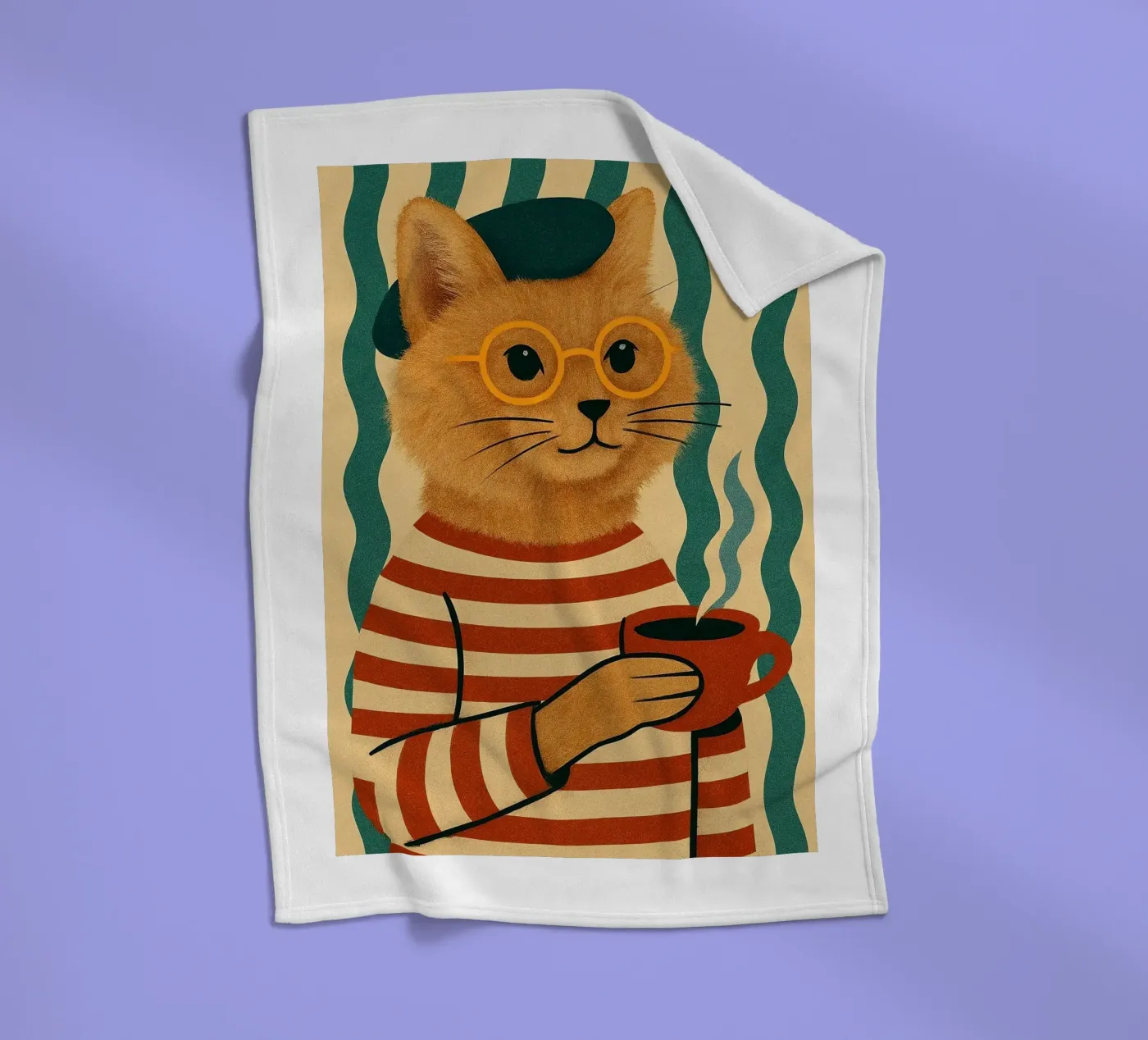 Franse Kat fleecedeken van Arjun
