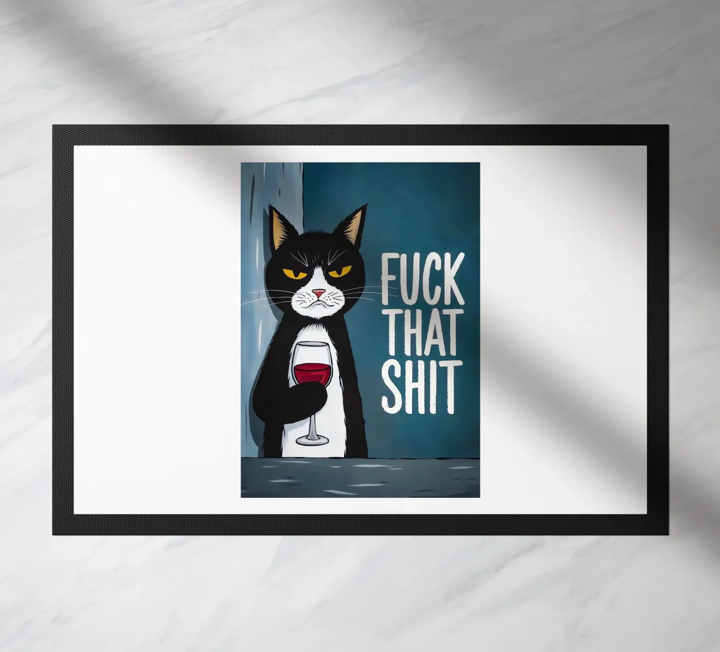 Grumpy Cat Wine doormat by Arjun