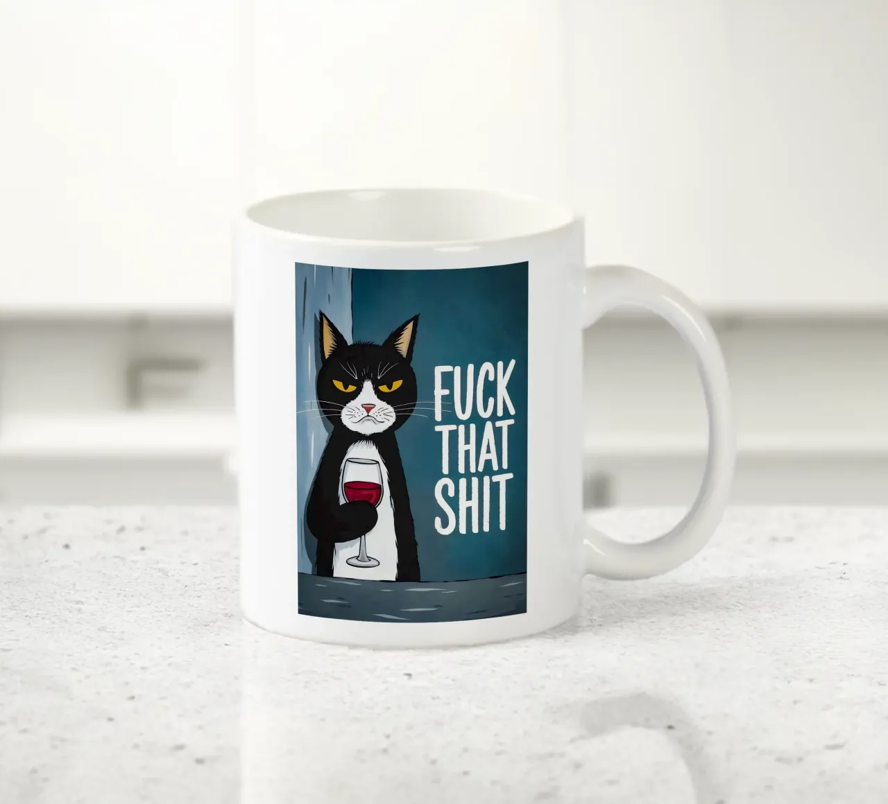 Grumpy Cat Wein Keramik Tasse von Arjun