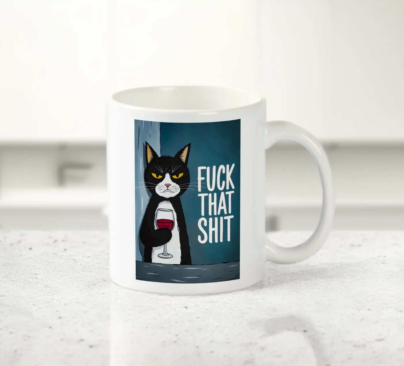 Grumpy Cat Wine ceramic mug by Arjun