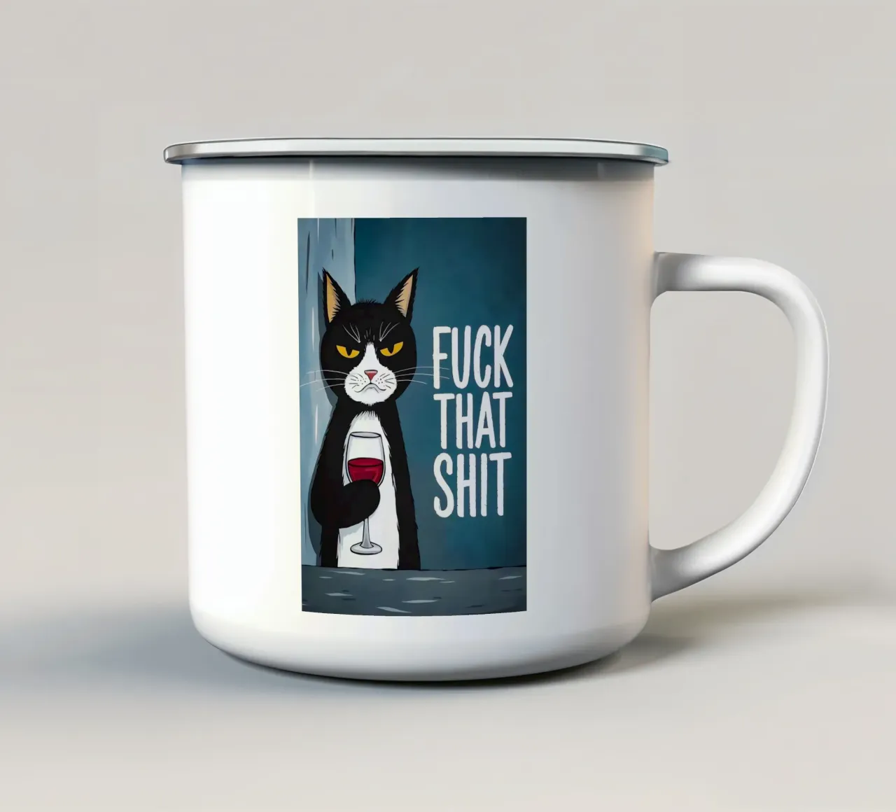 Grumpy Cat Wijn emaille mok van Arjun