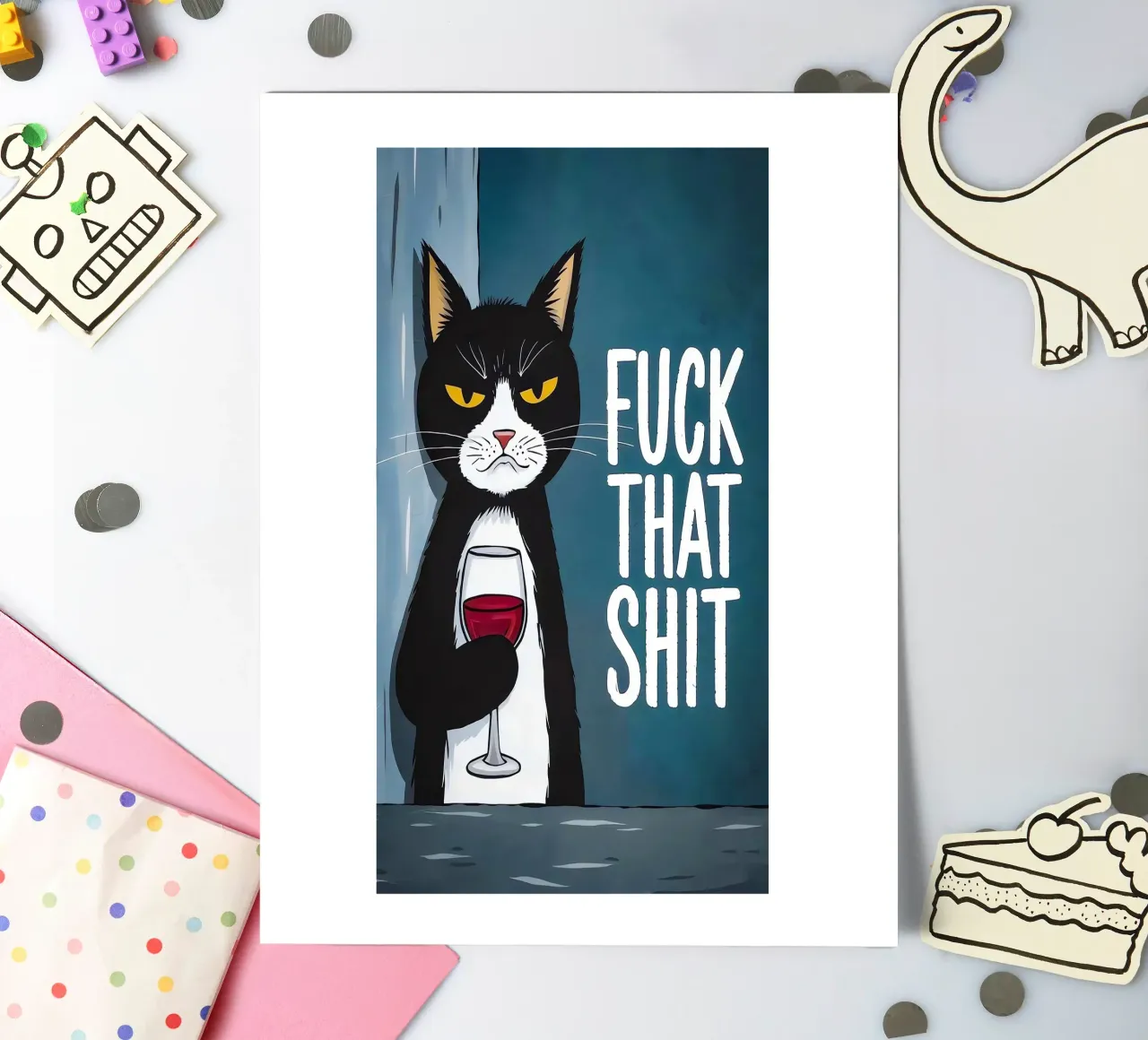 Grumpy Cat Wein Stickerbogen von Arjun