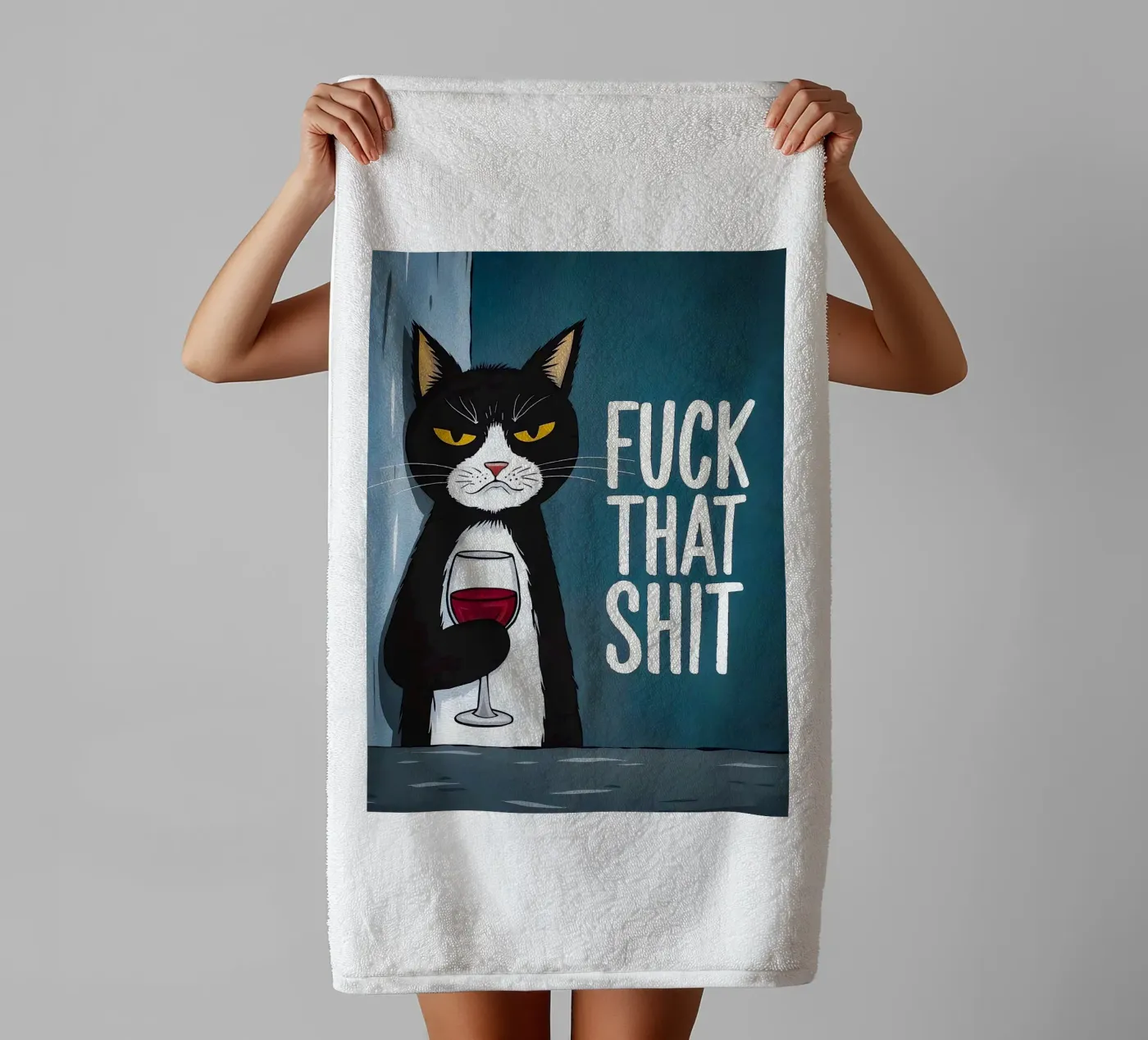 Grumpy Cat Wine towel by Arjun