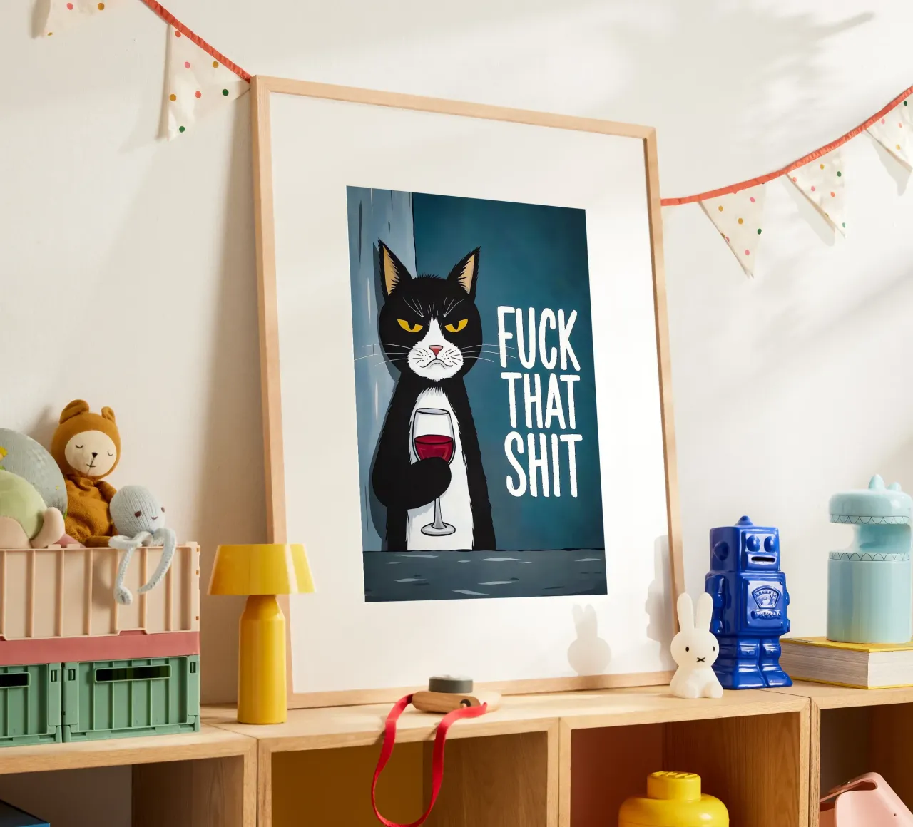 Vino del gatto brontolone poster da Arjun