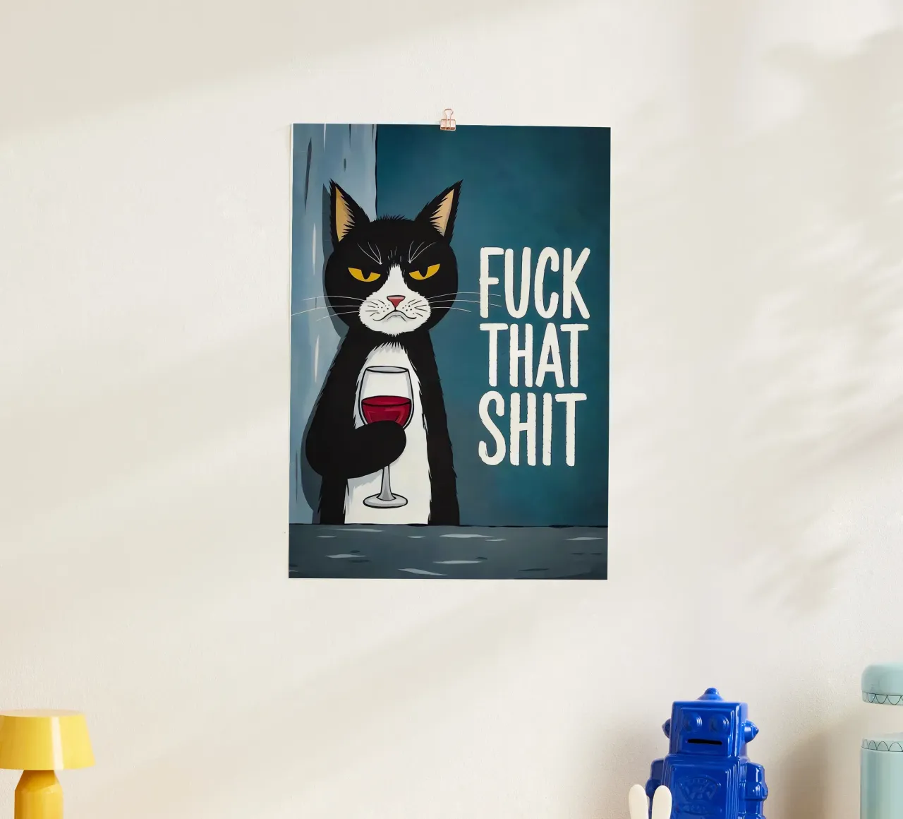 Vino del gatto brontolone poster da Arjun