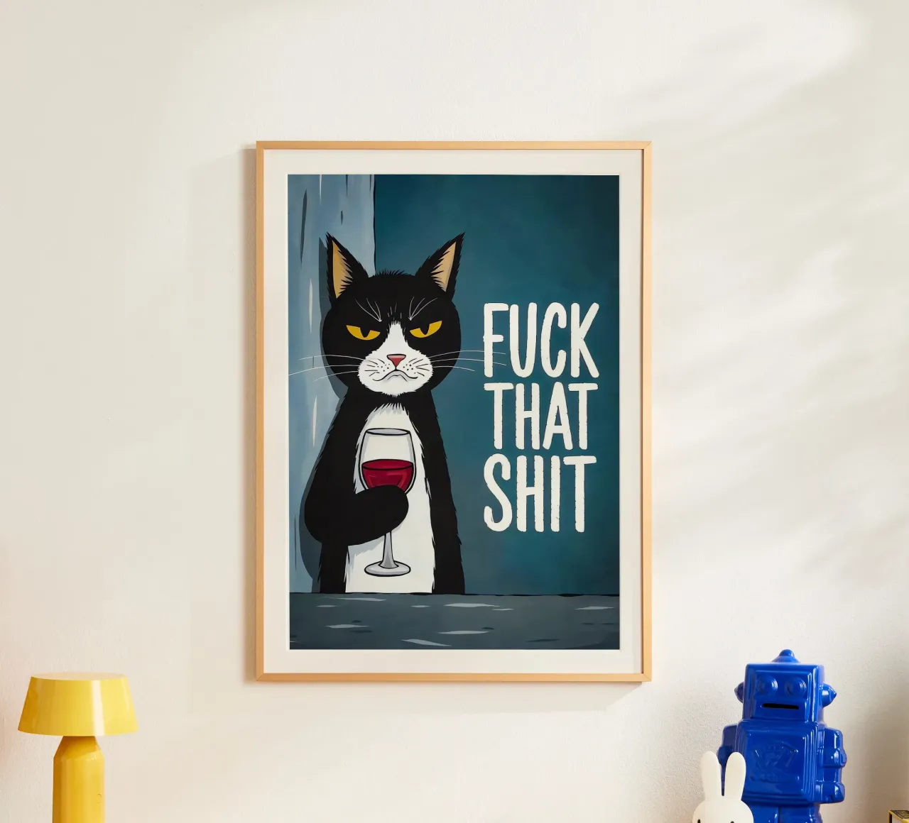 Vino del gatto brontolone poster da Arjun