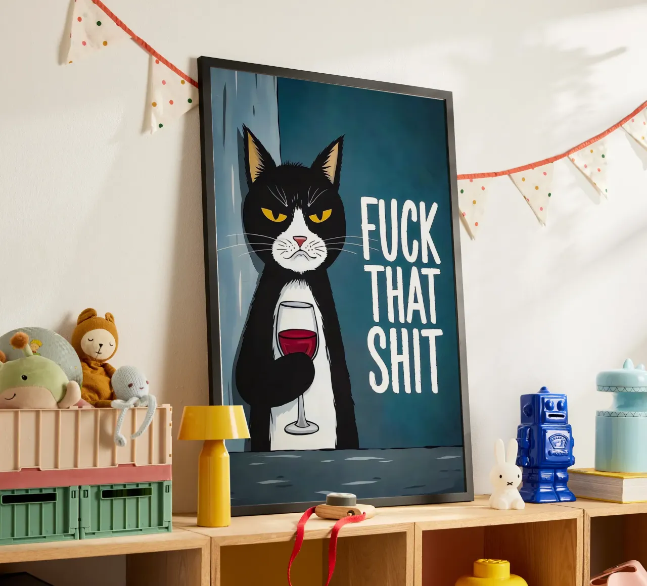 Vino del gatto brontolone poster da Arjun