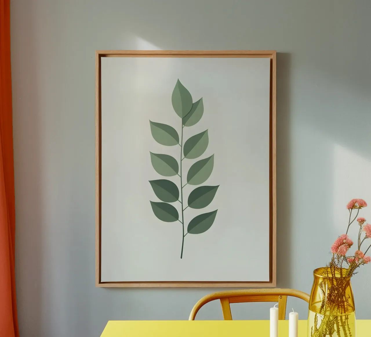 Enkel eucalyptusblad silhouet canvas met Baklijst van Botanical Gallery