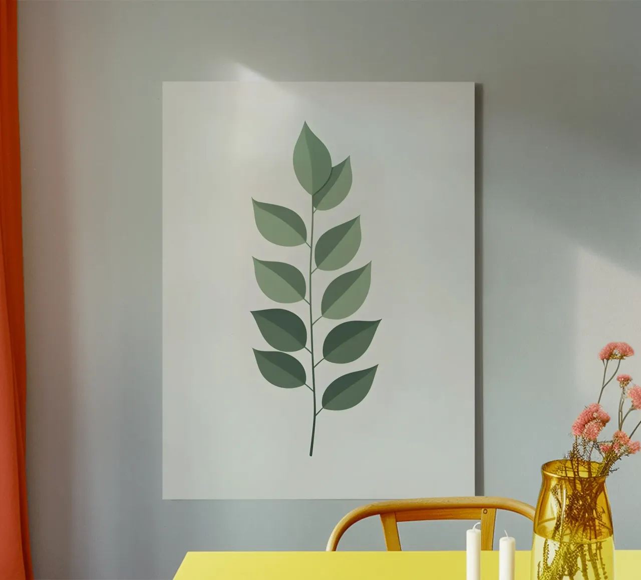 Enkel eucalyptusblad silhouet canvas met Baklijst van Botanical Gallery