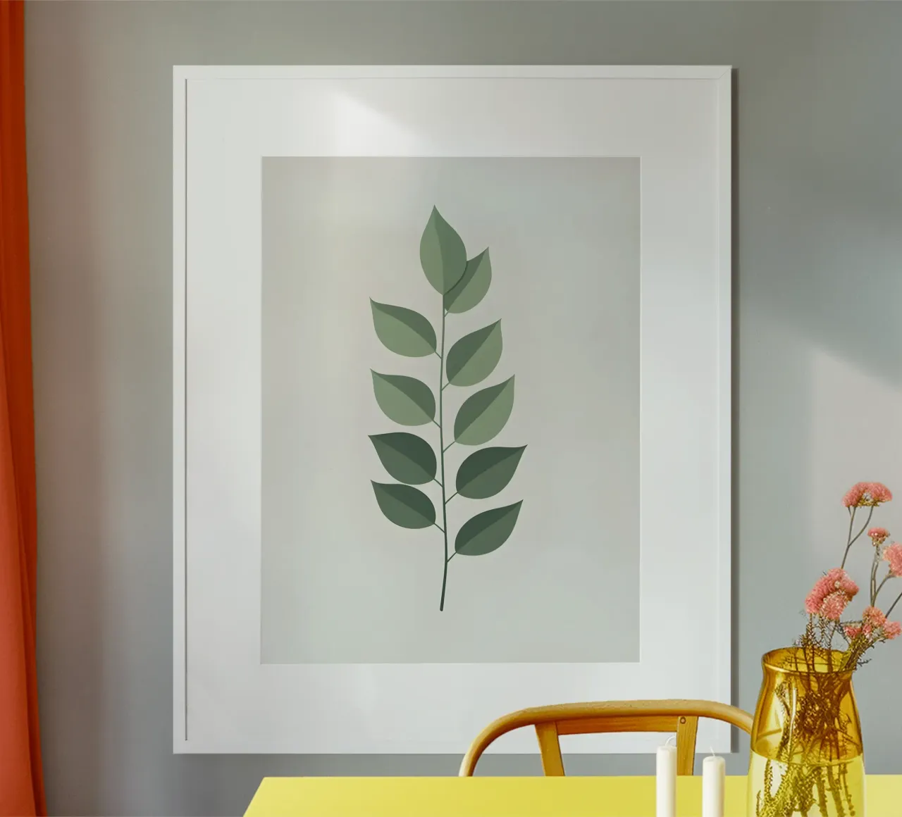 Sagoma di una singola foglia di eucalipto poster con telaio in alluminio da Botanical Gallery