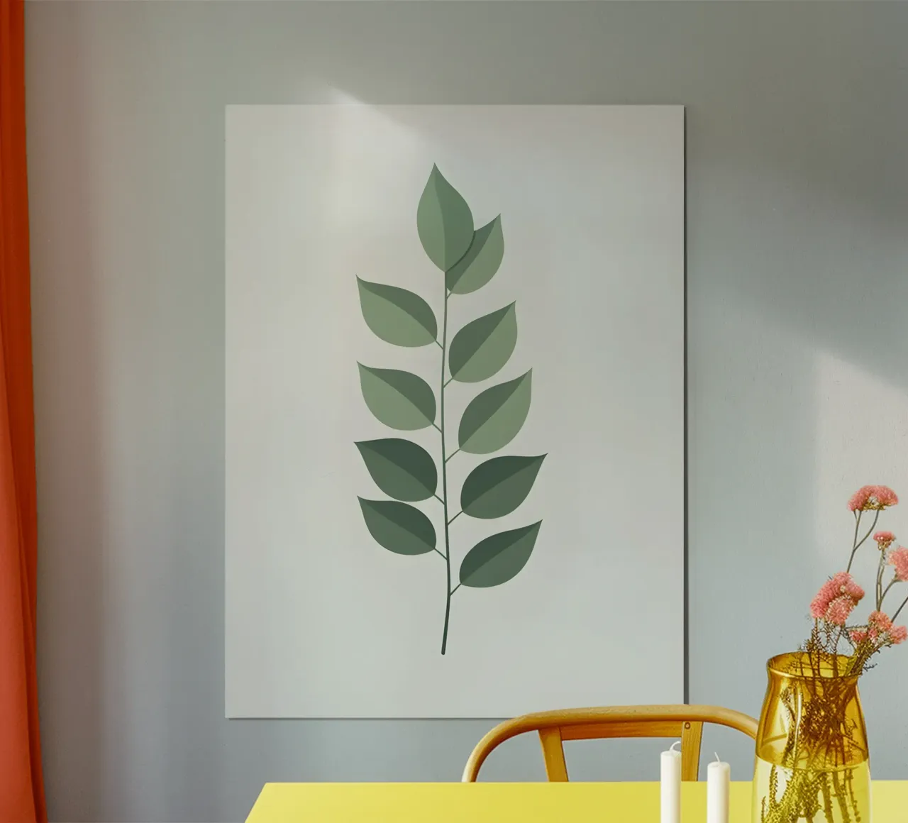 Sagoma di una singola foglia di eucalipto poster con telaio in alluminio da Botanical Gallery