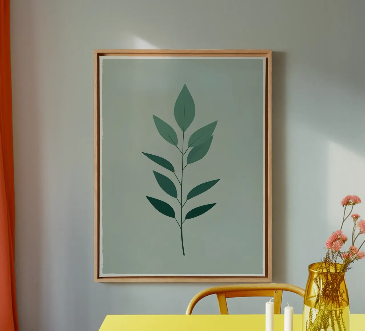 Sagoma di una singola foglia di eucalipto tela con Cornice a cassetta da Botanical Gallery
