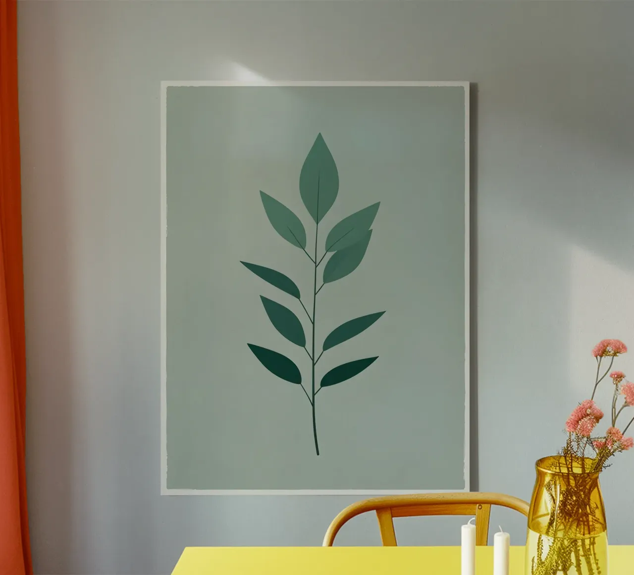 Sagoma di una singola foglia di eucalipto tela con Cornice a cassetta da Botanical Gallery