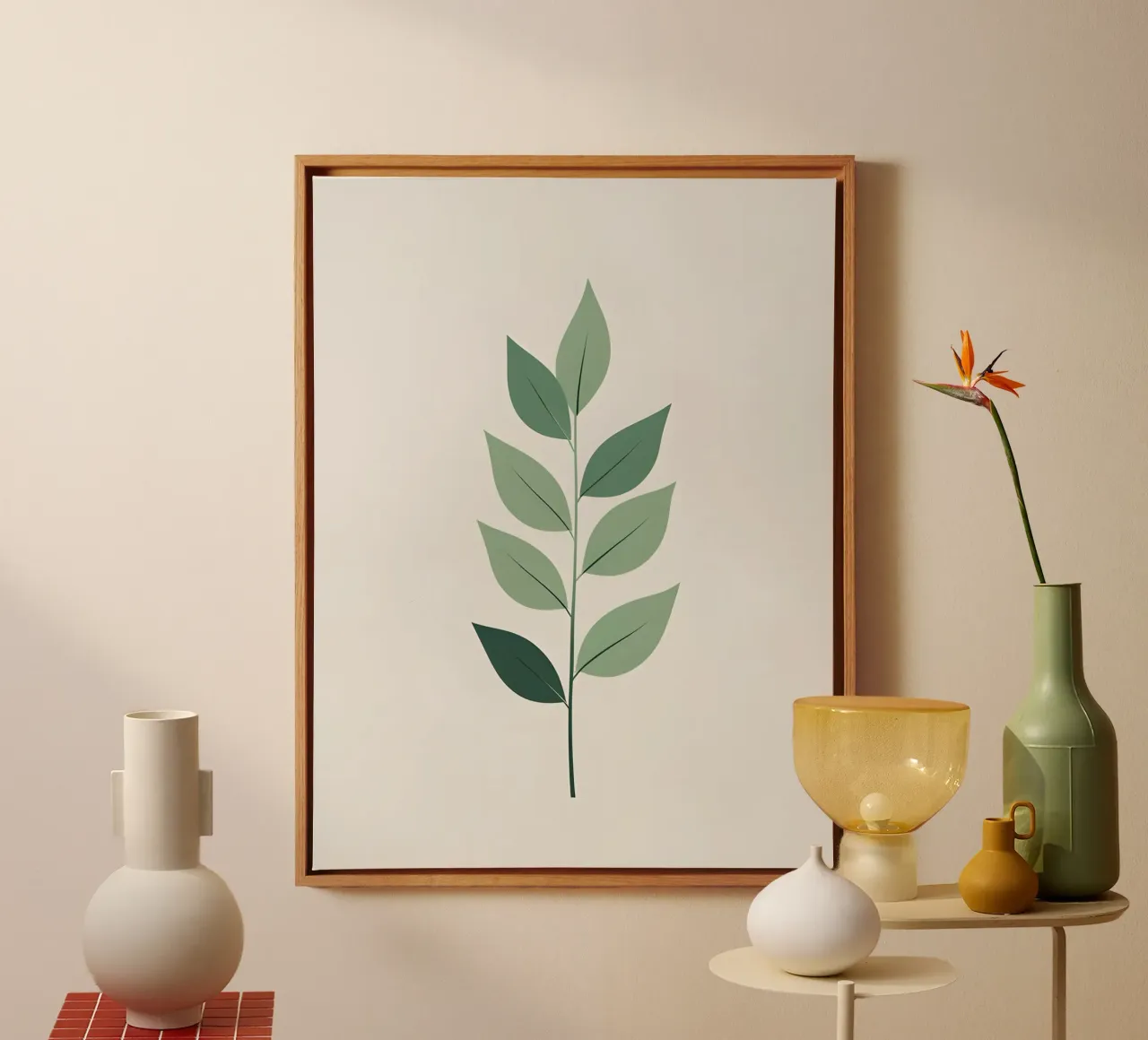 Sagoma di una singola foglia di eucalipto tela con Cornice a cassetta da Botanical Gallery