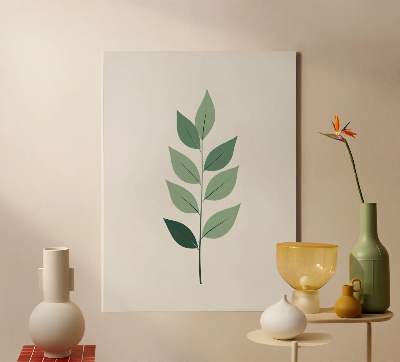 Sagoma di una singola foglia di eucalipto tela con Cornice a cassetta da Botanical Gallery