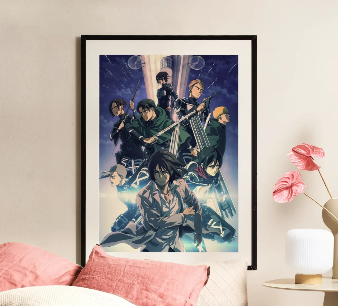 Attack On Titan Anime Classicc poster con telaio in legno da mannys_artt