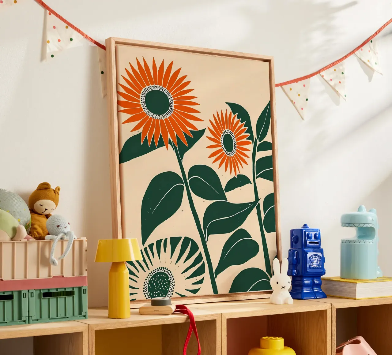 Zonnebloem Serenity canvas met Baklijst van Jose