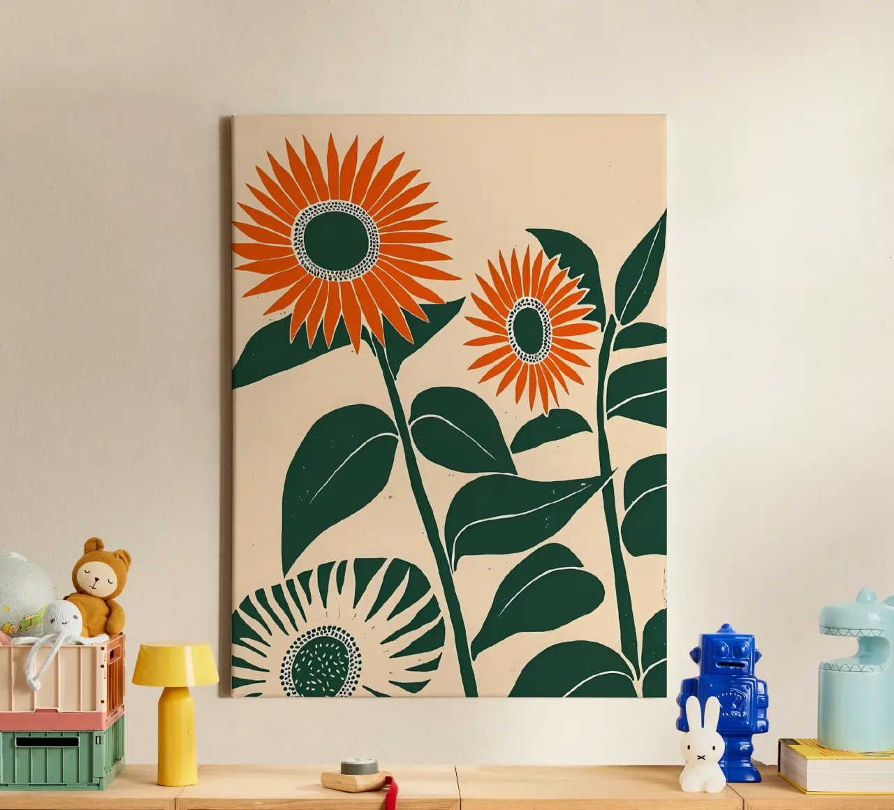 Zonnebloem Serenity canvas met Baklijst van Jose