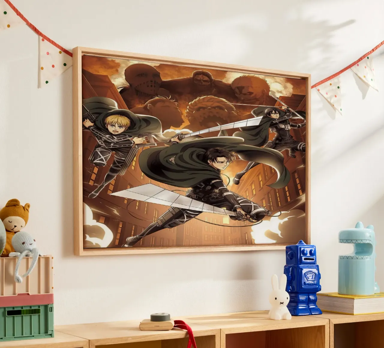 Kapitein Hero Attack Titan Classic canvas met Baklijst van mannys_artt