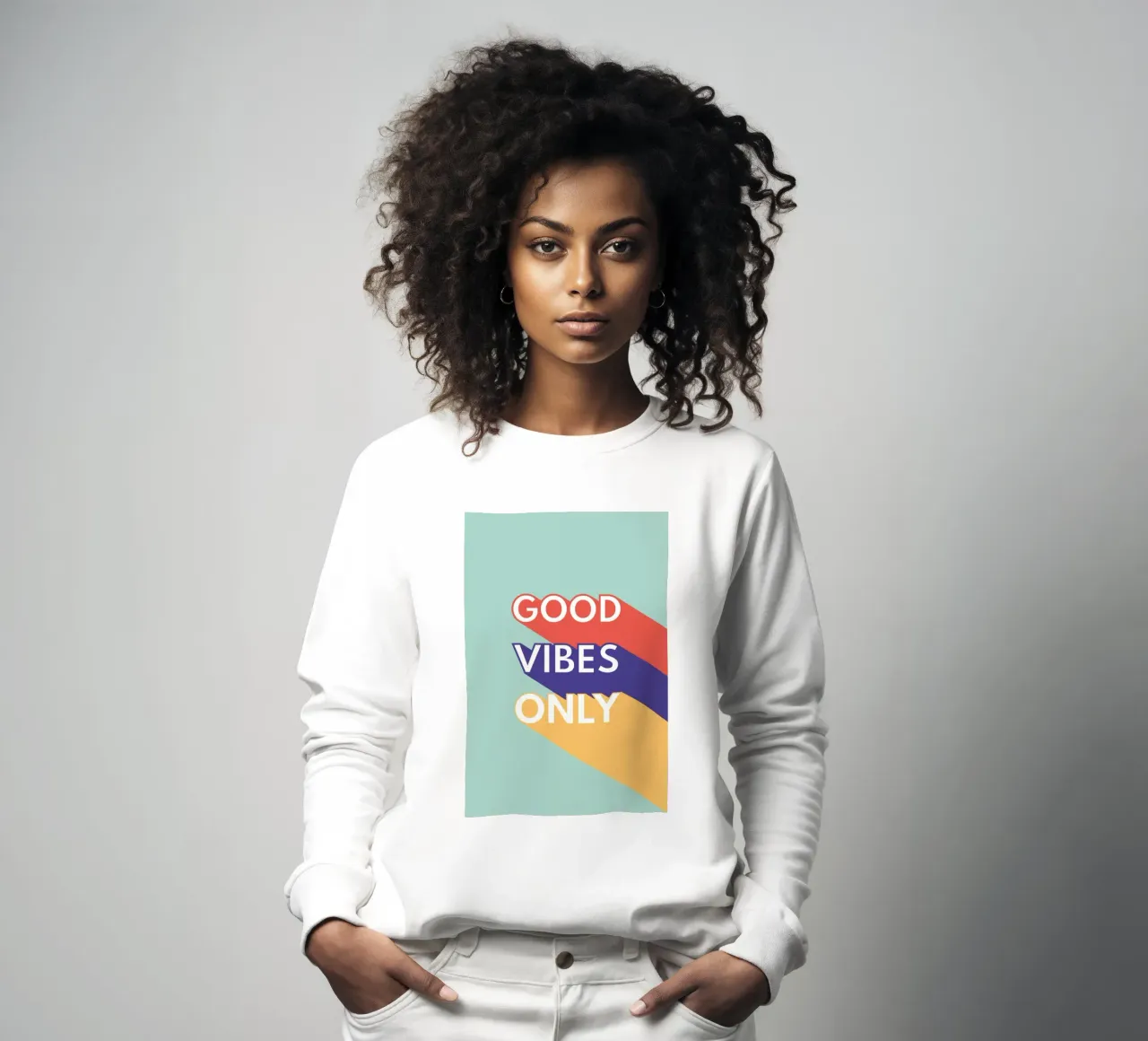 GOOD VIBES ONLY - Retro Pop sweat de Typo Designs