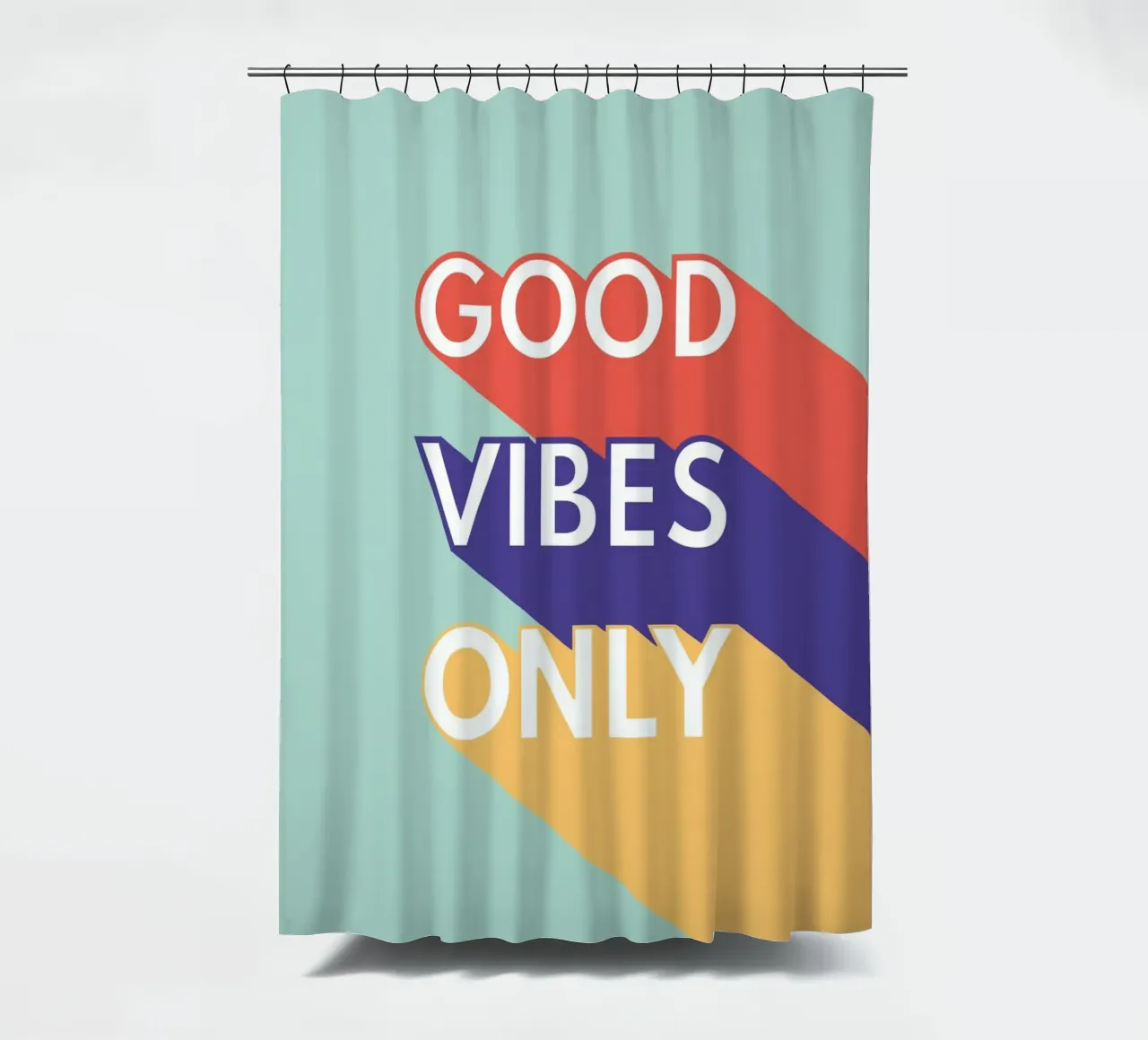 GOOD VIBES ONLY - Retro Pop Duschvorhang von Typo Designs