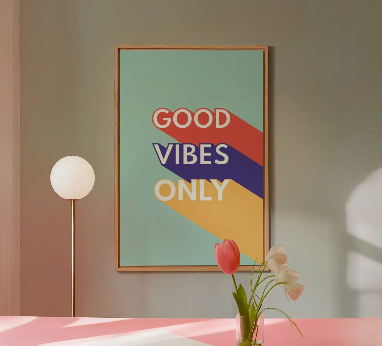 GOOD VIBES ONLY - Retro Pop panneau forex de Typo Designs