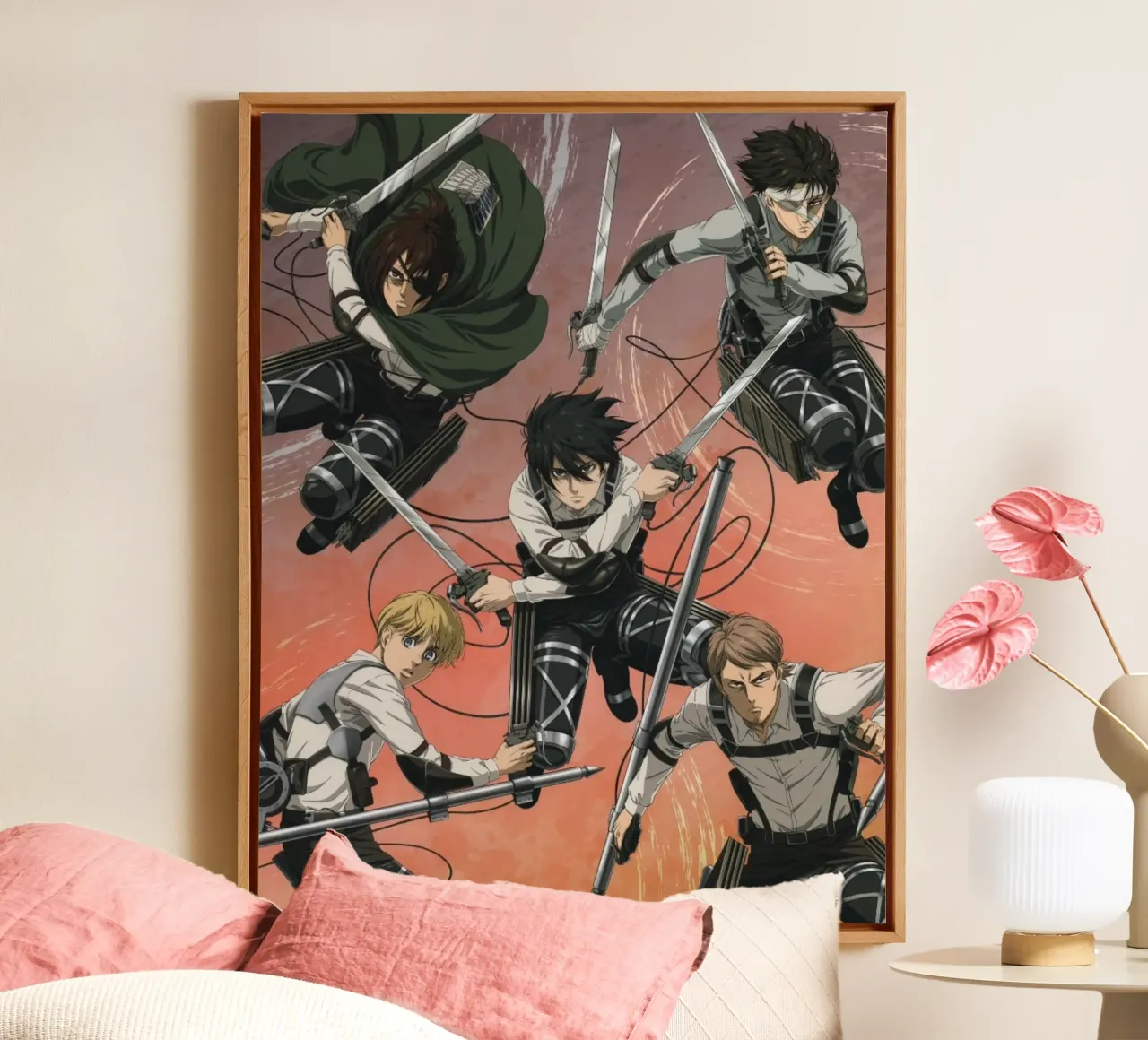 Armin Arlert e gli amici di Attack Titan Essential tela con Cornice a cassetta da mannys_artt