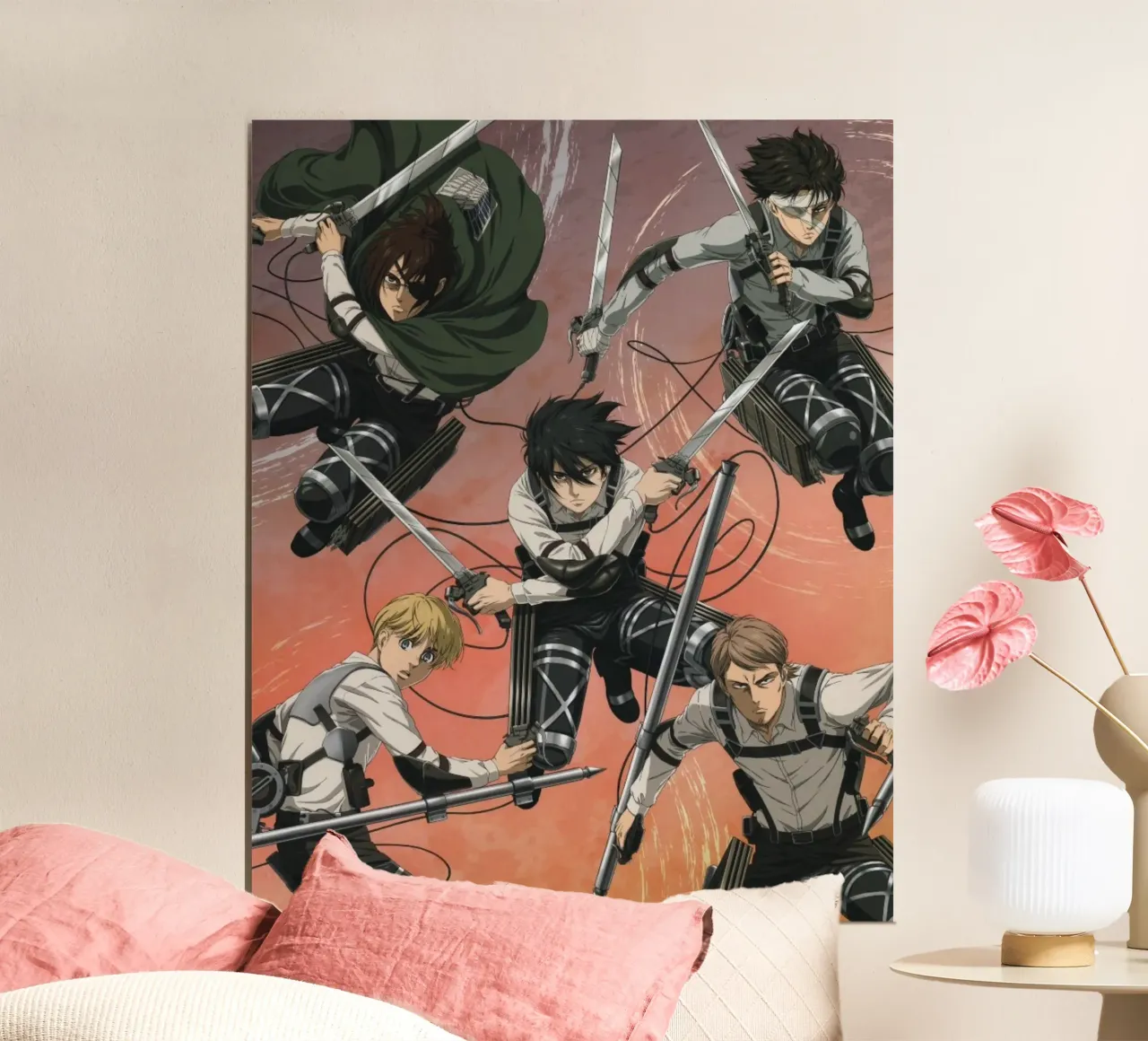 Armin Arlert e gli amici di Attack Titan Essential poster con telaio in plastica da mannys_artt