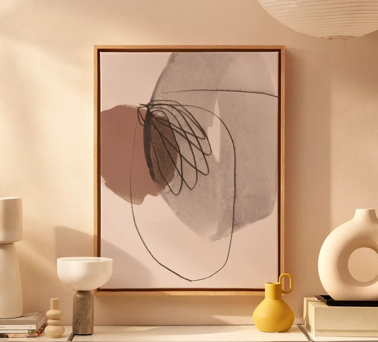 line and shape abstract 3 canvas with Floater frame by IRIS LEHNHARDT FINE ART