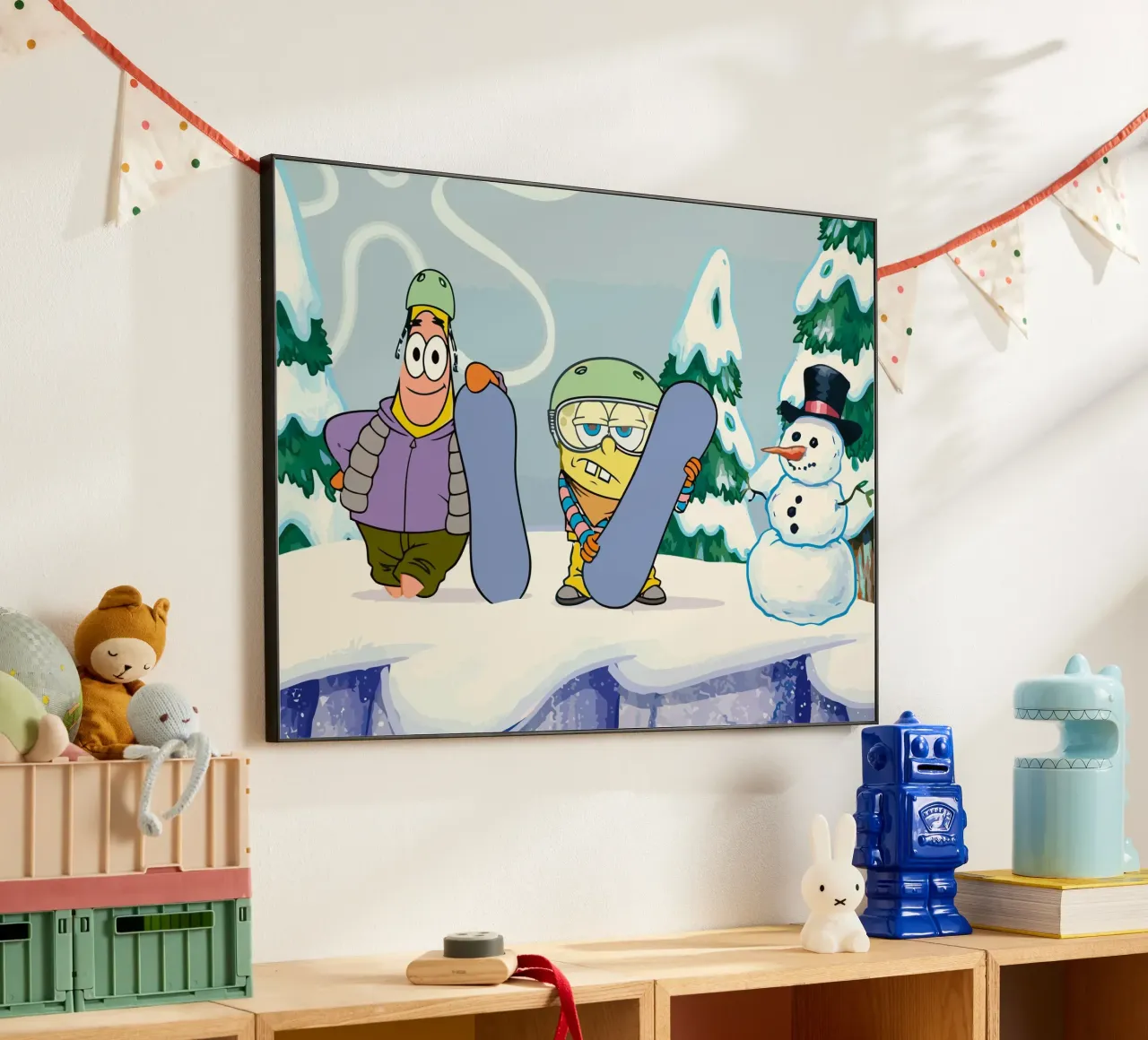 Spongebob and Patrick playing sky alluminio dibond da Dumery Art