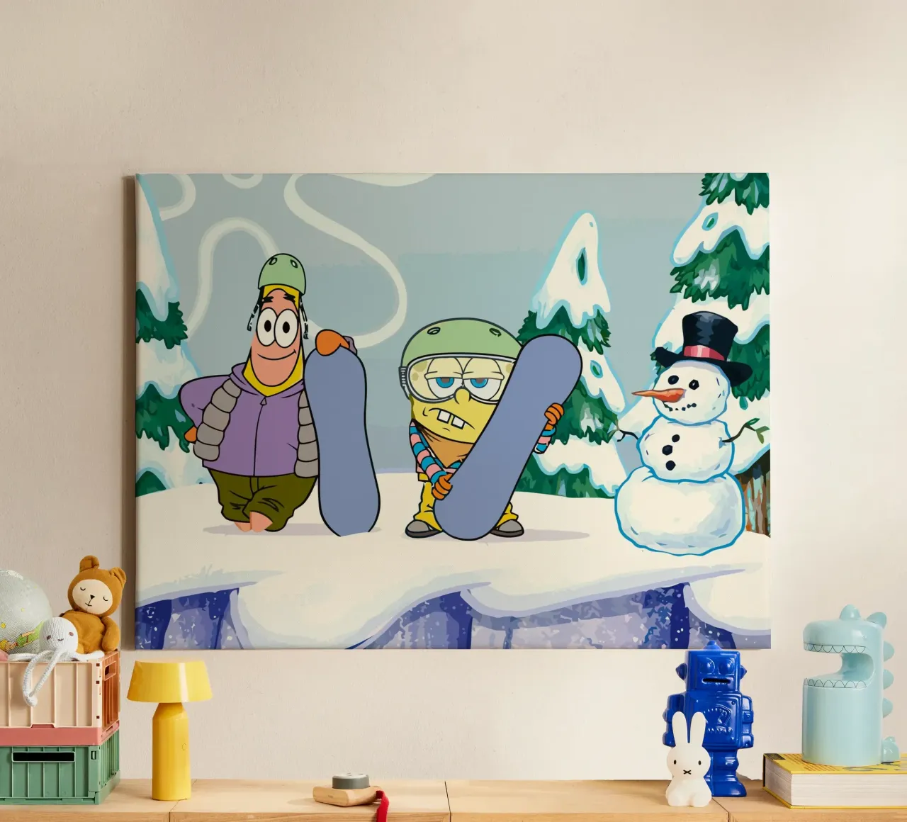 Spongebob and Patrick playing sky tela con Cornice a cassetta da Dumery Art