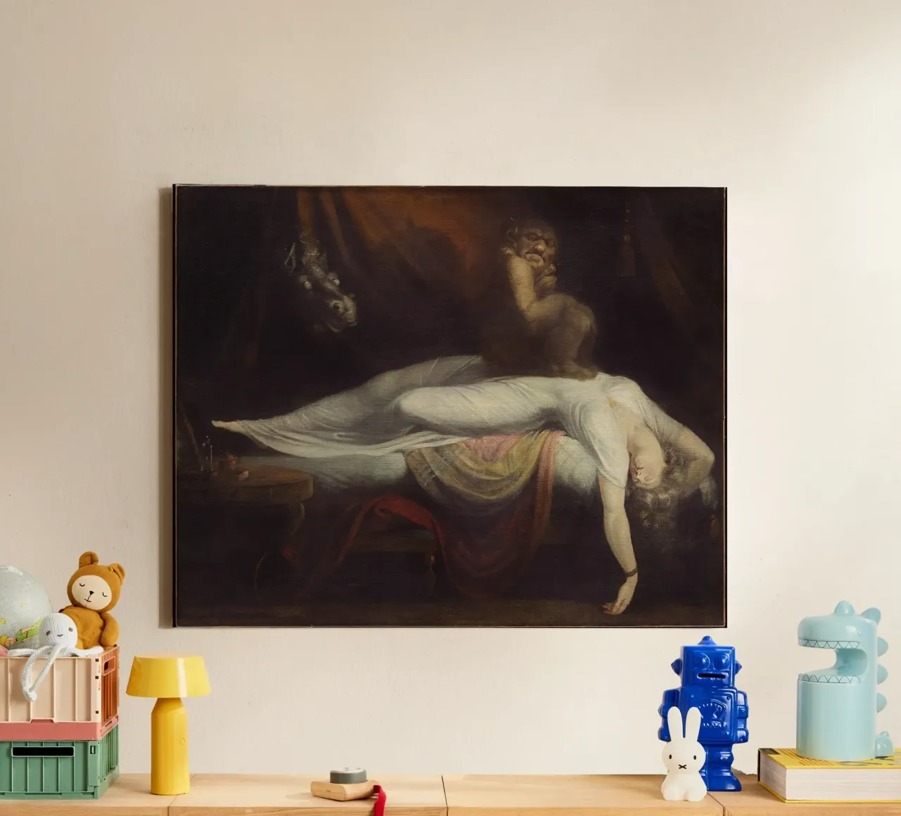 'The Nightmare' by Johann Heinrich Füssli tela con Cornice a cassetta da Melty Shirts