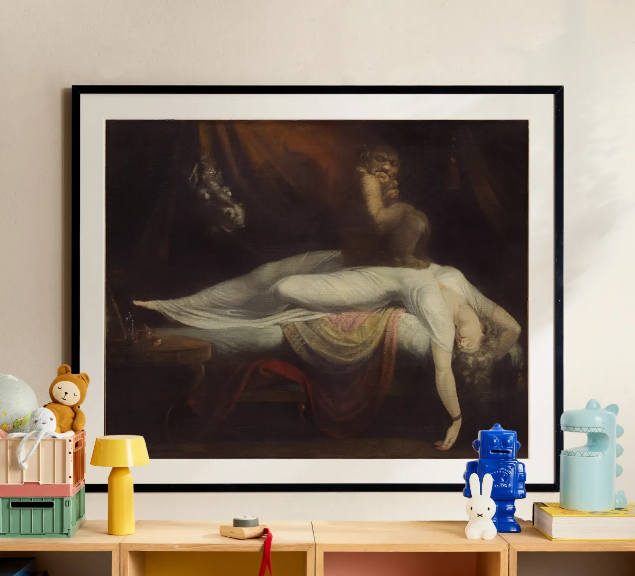 'The Nightmare' by Johann Heinrich Füssli poster con telaio in legno da Melty Shirts