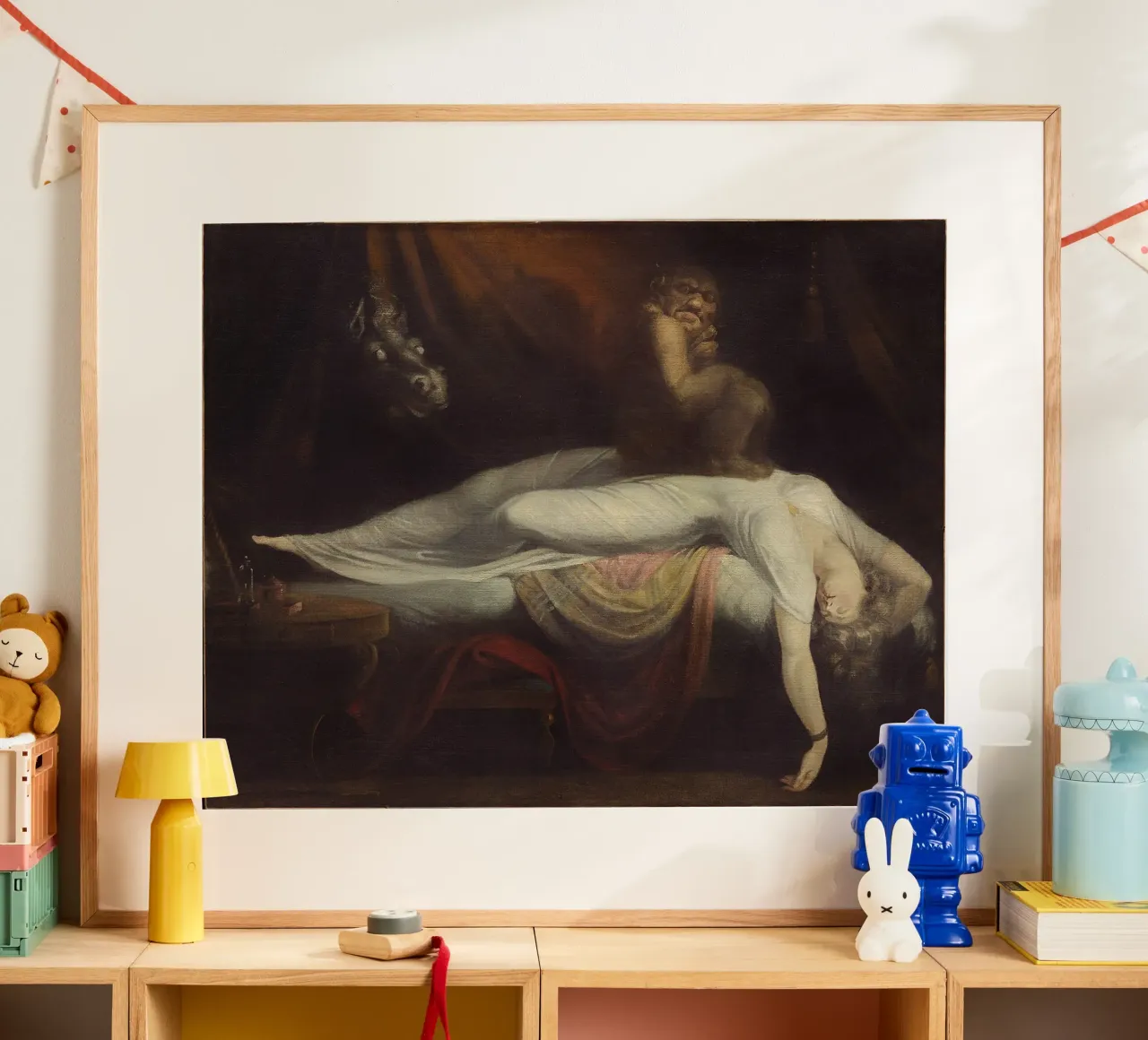 'The Nightmare' by Johann Heinrich Füssli poster con telaio in legno da Melty Shirts