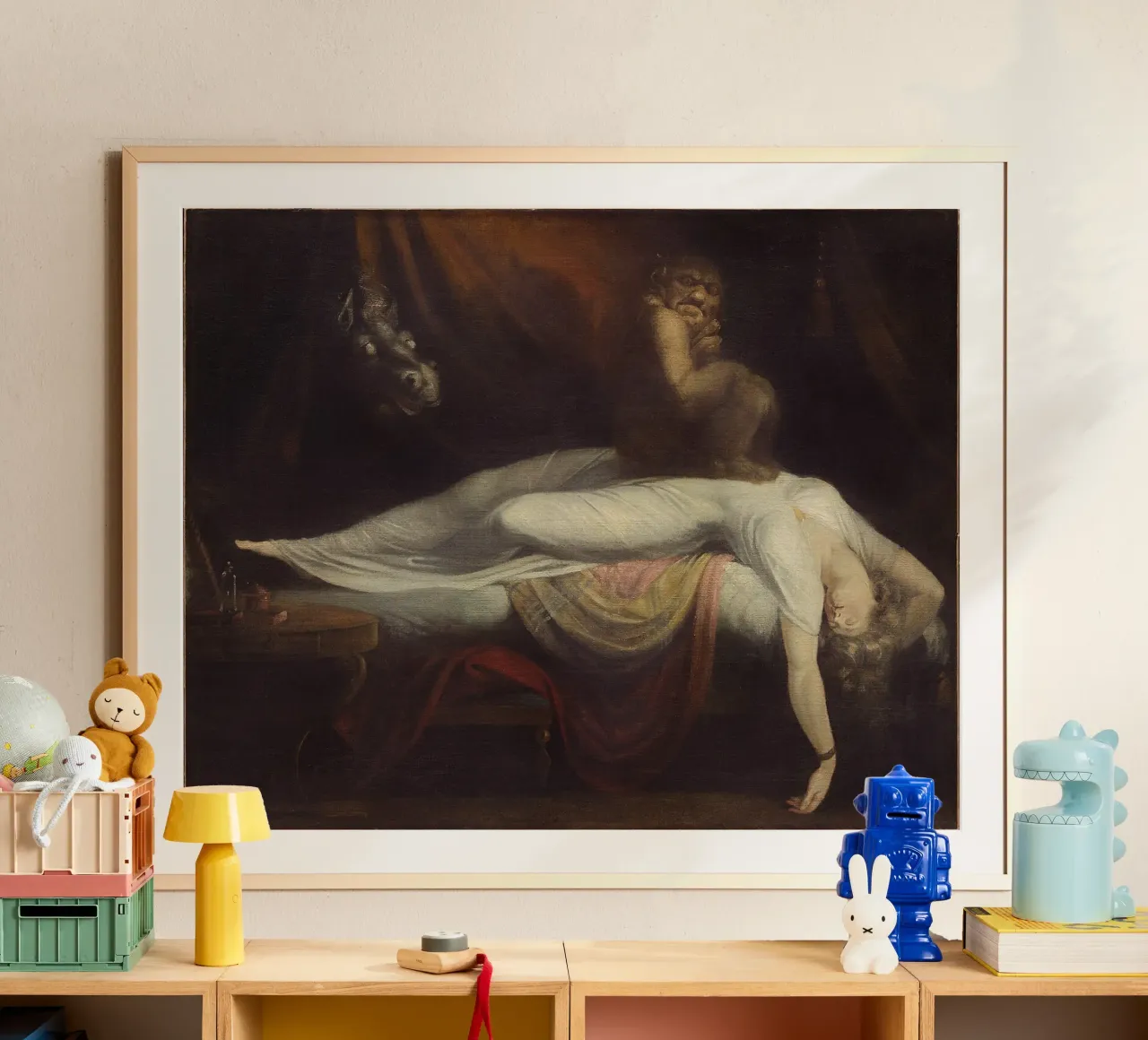 'The Nightmare' by Johann Heinrich Füssli poster con telaio in legno da Melty Shirts