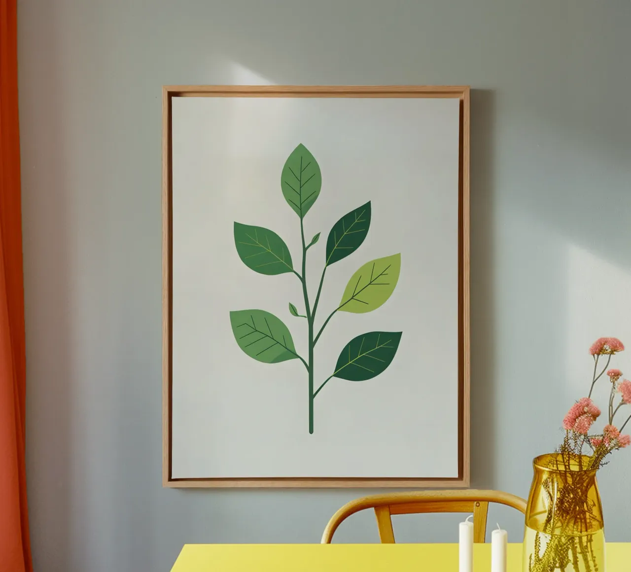 Ramo semplice tela con Cornice a cassetta da botanical