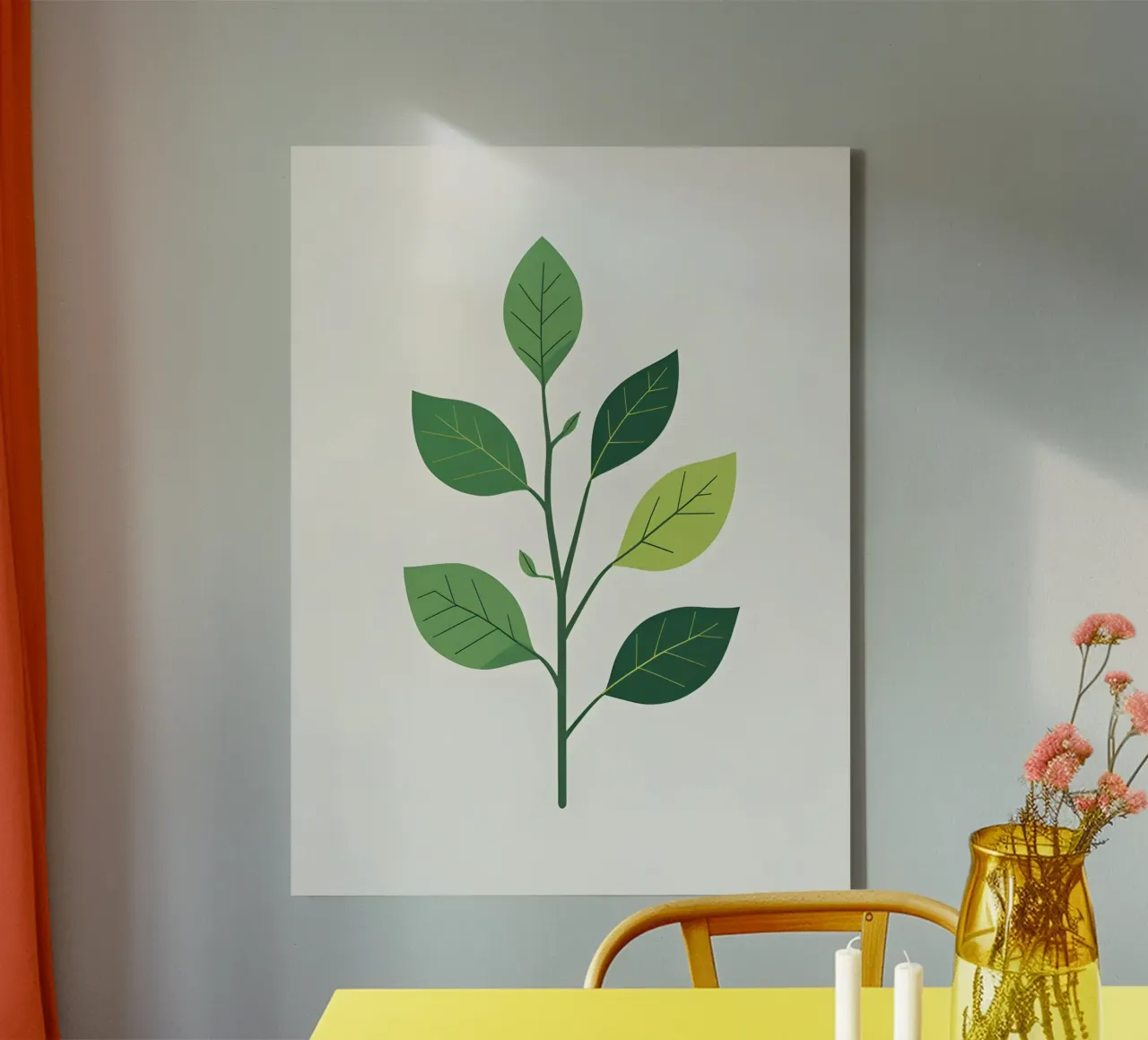 Ramo semplice tela con Cornice a cassetta da botanical
