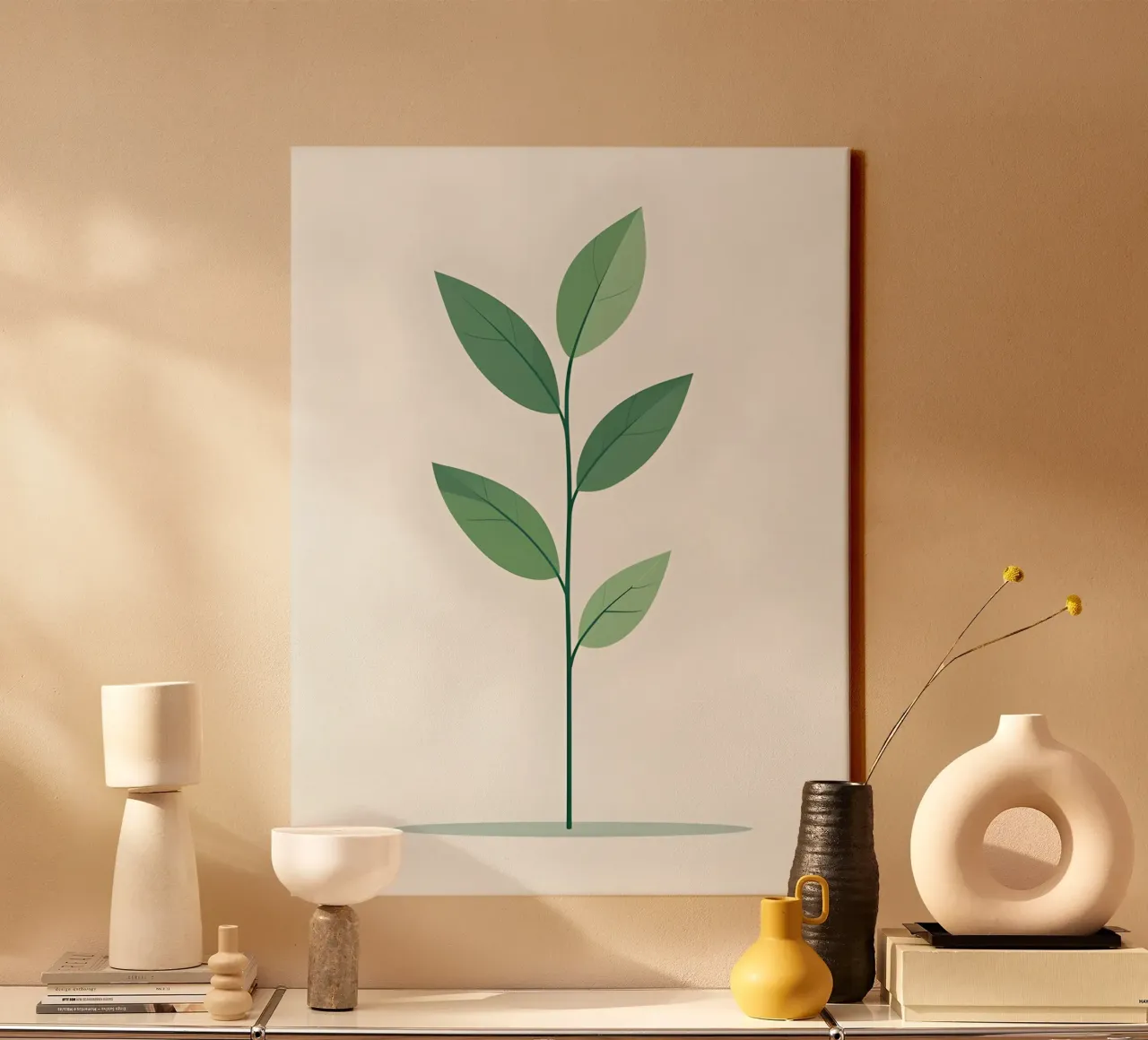 Stelo di pianta minimalista tela con Cornice a cassetta da Botanical Gallery