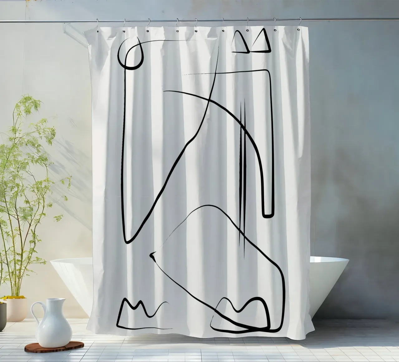 Tusche-Linienkunst abstrakt Duschvorhang von Little Dean