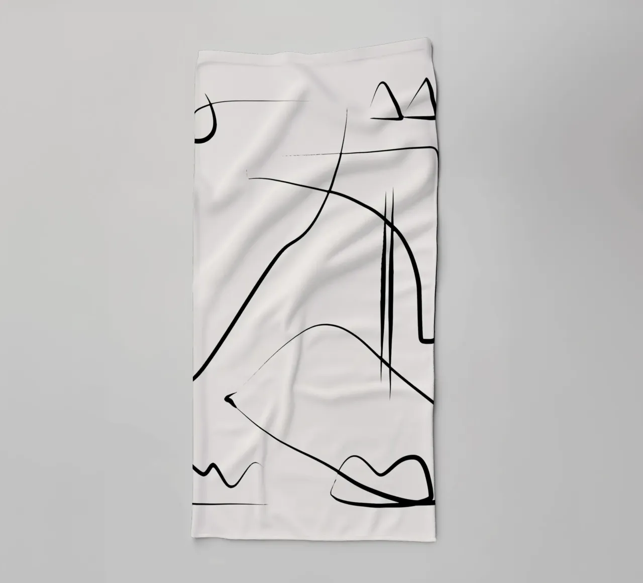 Ink line art abstract towel by Little Dean