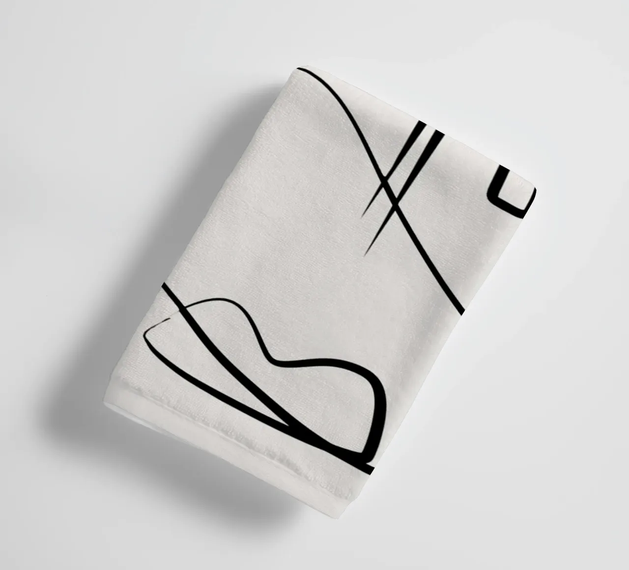Ink line art abstract towel by Little Dean