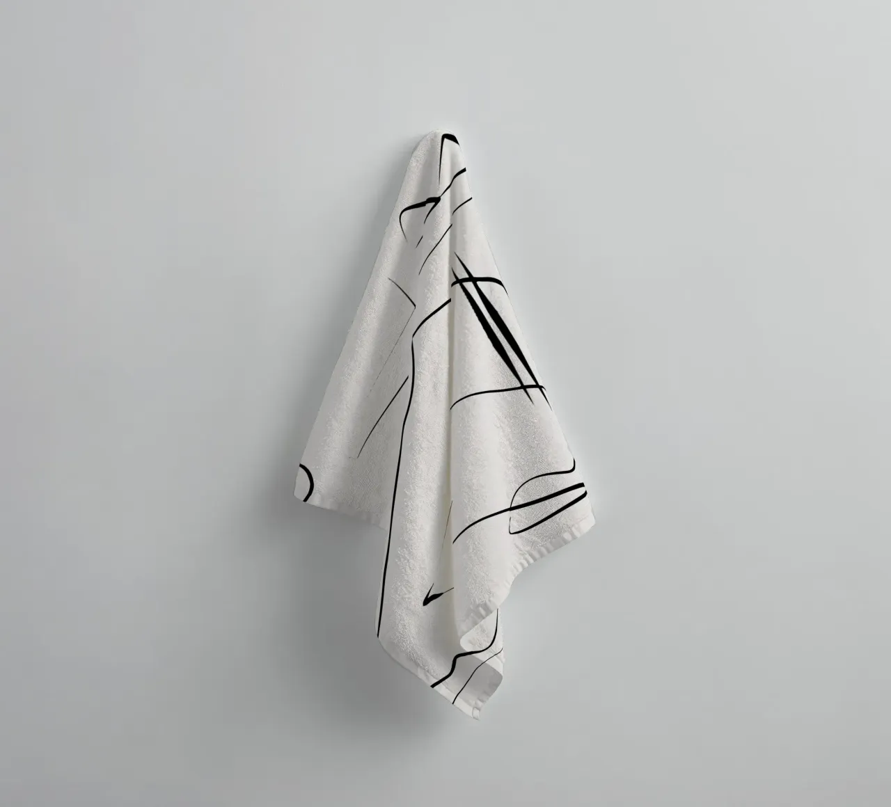 Ink line art abstract towel by Little Dean
