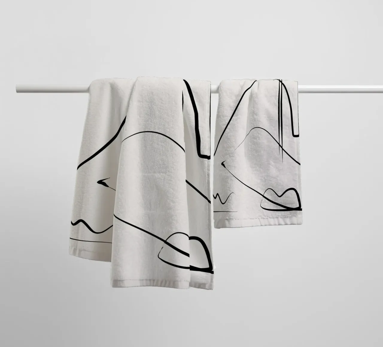 Ink line art abstract towel by Little Dean