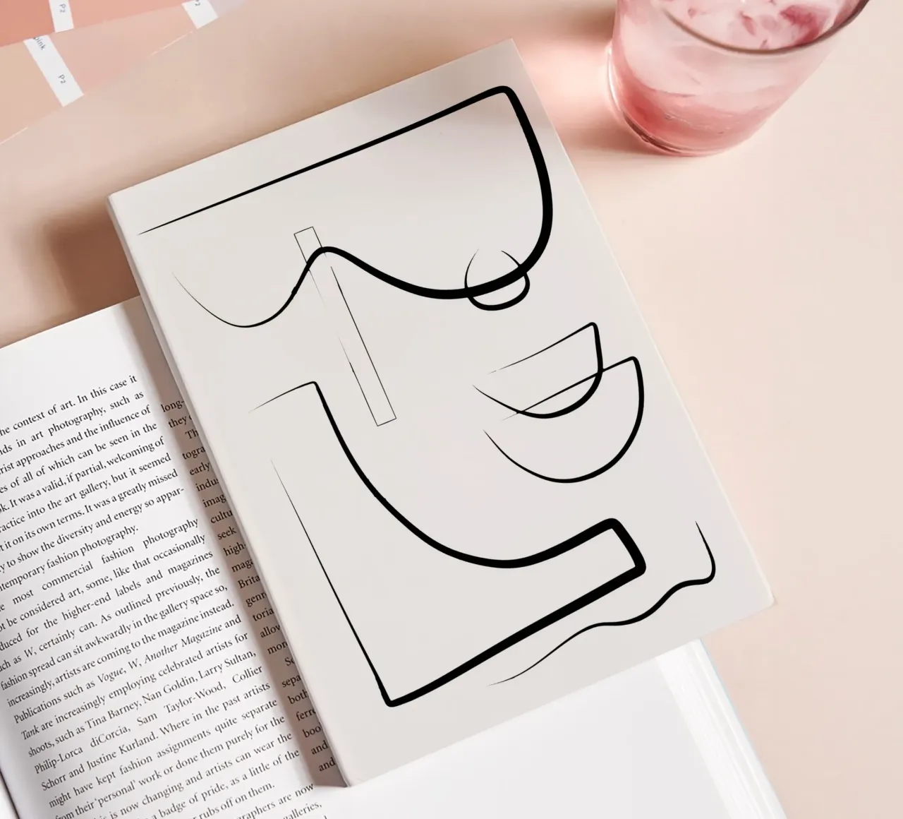 Ink line art abstract 02 notebook by Little Dean