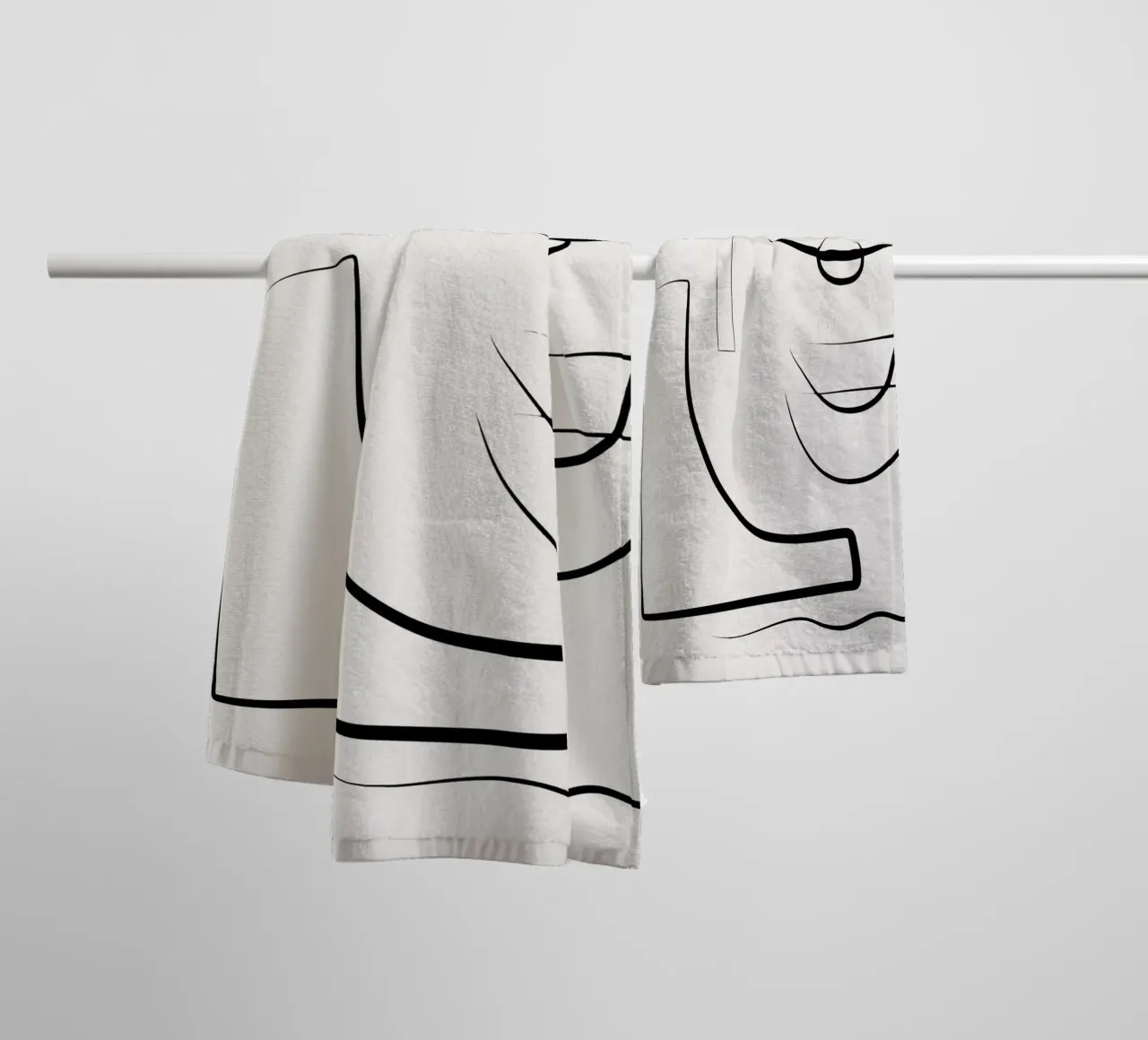 Ink line art abstract 02 towel by Little Dean