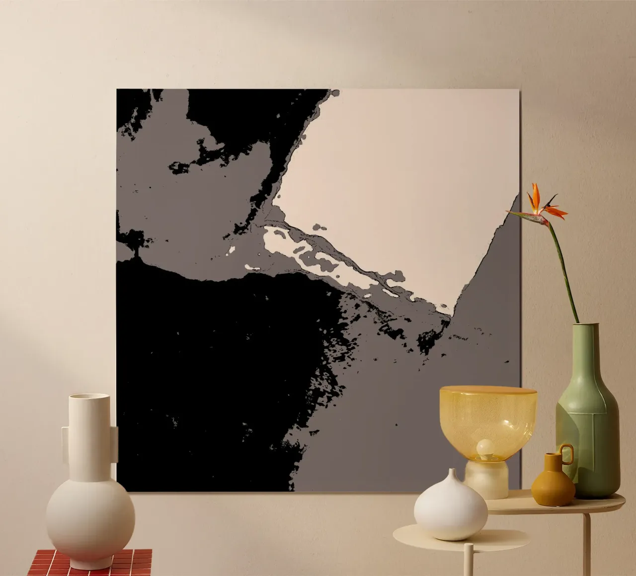 Organic 15 | Muted Neutrals poster con telaio in alluminio da sabidussi