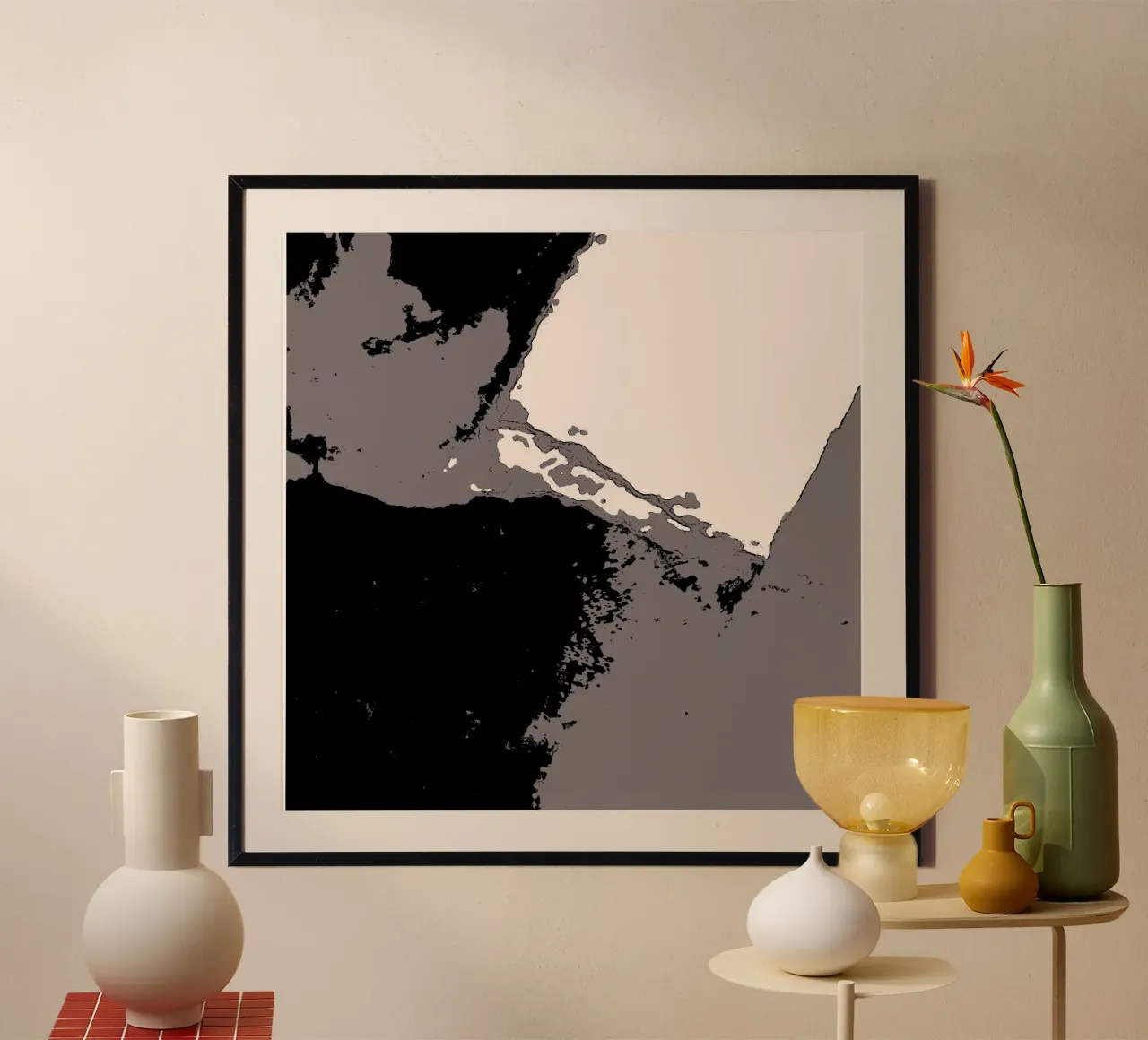 Organic 15 | Muted Neutrals poster con telaio in alluminio da sabidussi