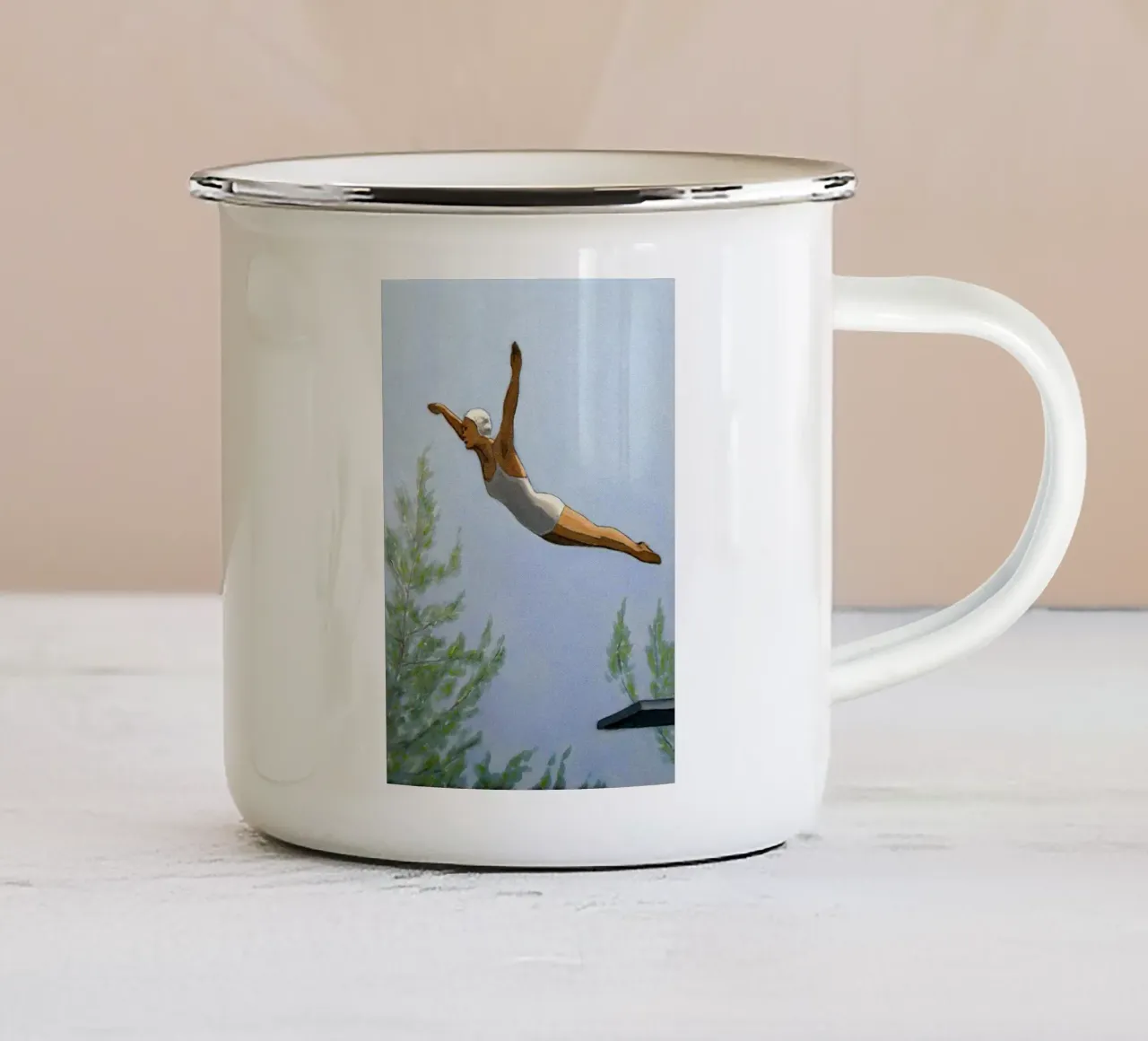 Tuffo con alberi - Sarah Morrissette tazza in smalto da Rachelwhell