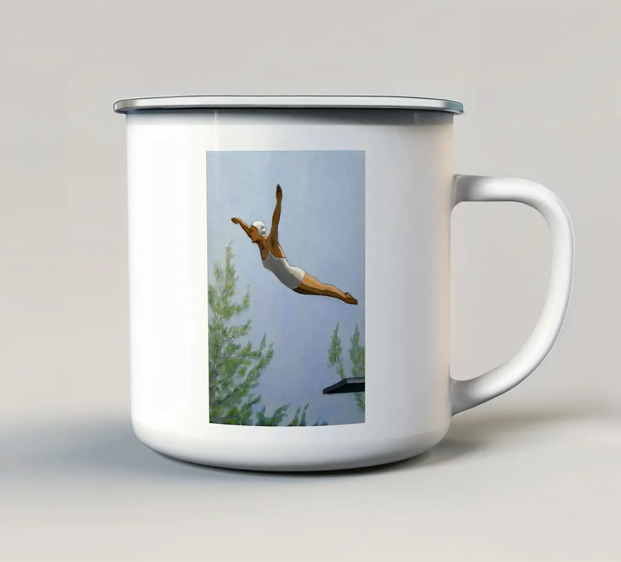 Tuffo con alberi - Sarah Morrissette tazza in smalto da Rachelwhell